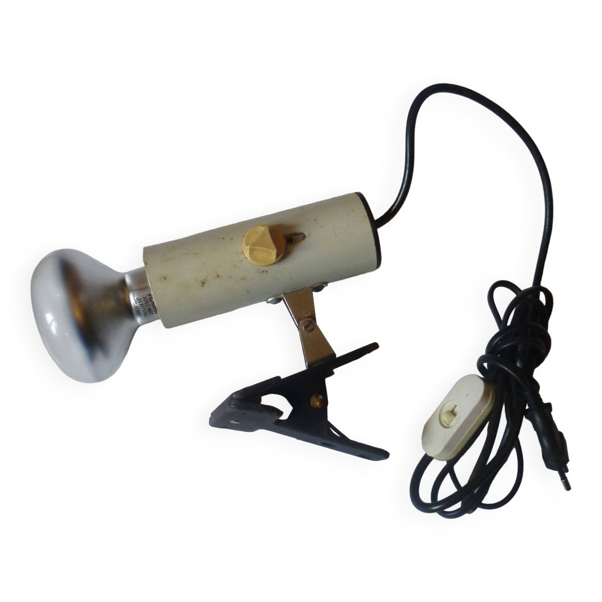 Vintage white metal clip spotlight 1970