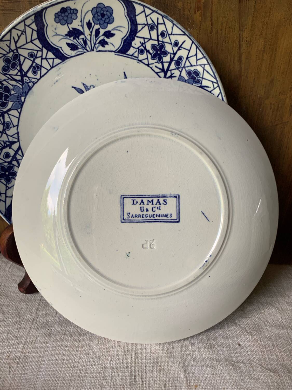19th century Sarreguemines Damascus iron earth dessert plates