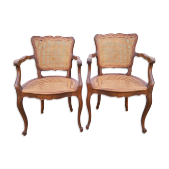 Pair of Louis XV Style Cané Chairs