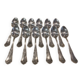 12 cuilleres a cafe metal argente orfevre Boulenger LXV demi riche