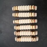 Set of 6 Art Deco knife holders in cream and gold earthenware