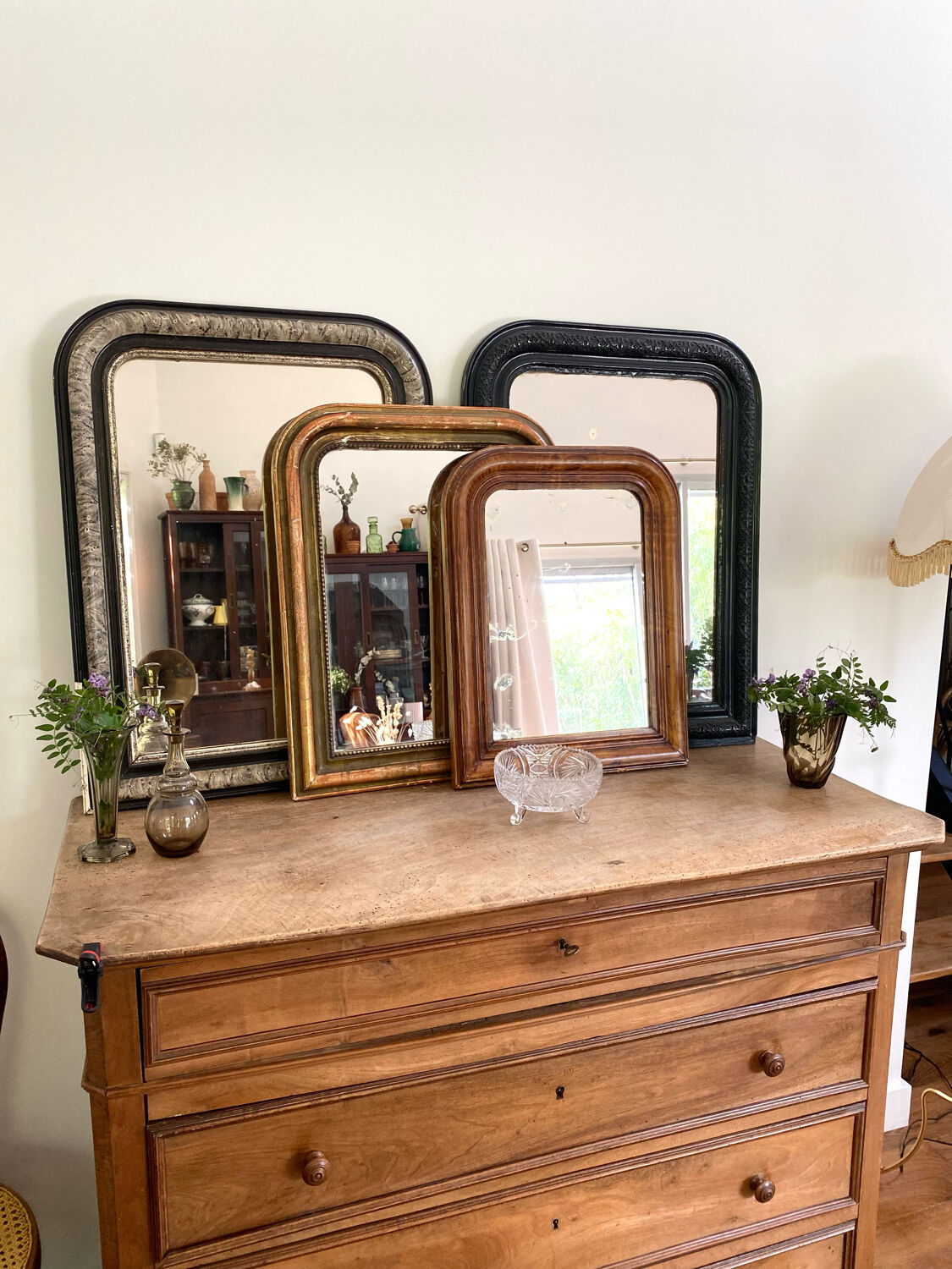 Antique Louis Philippe mirror with wooden plate