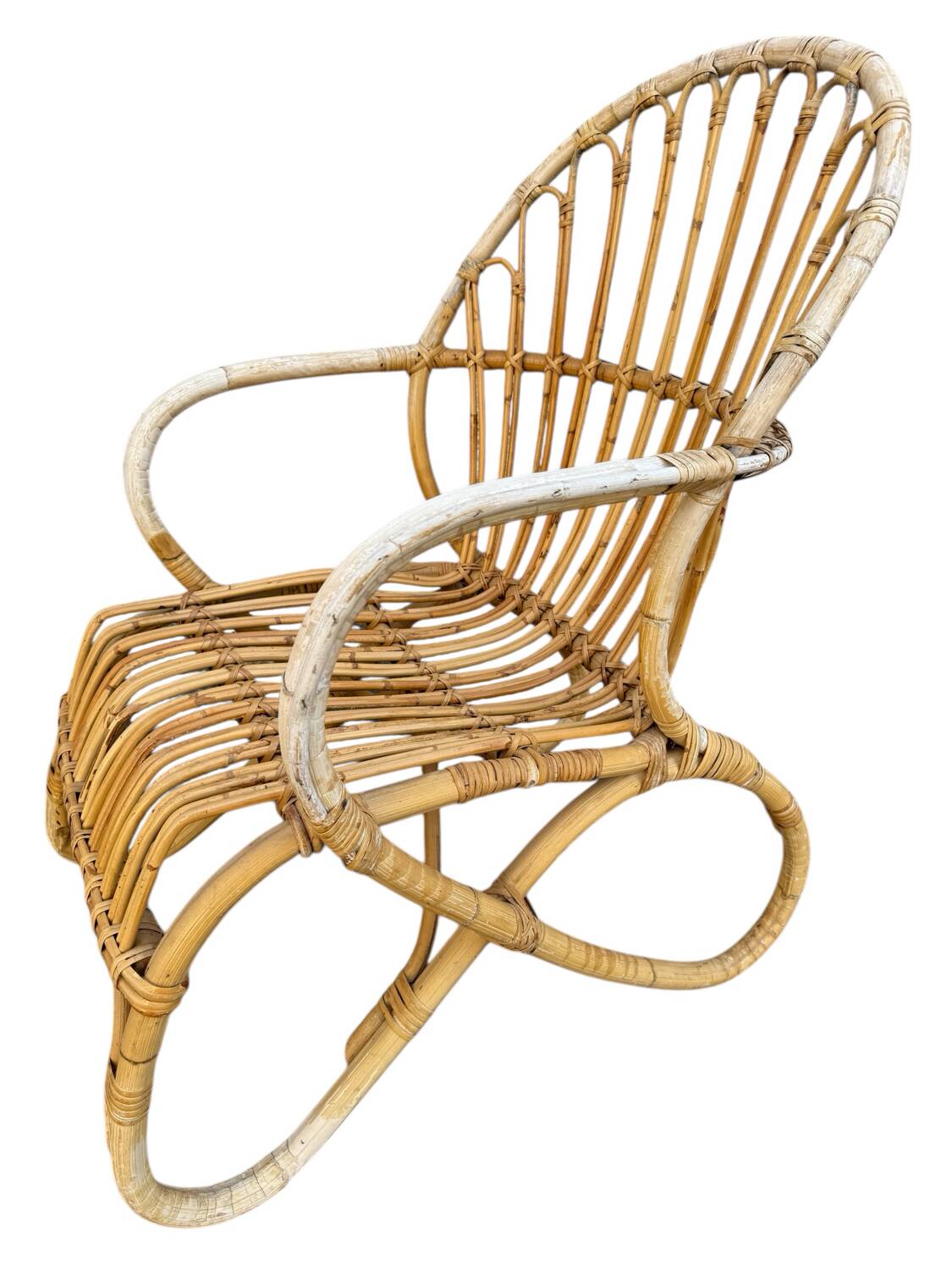 Fauteuil en rotin des années 50 Pays-Bas