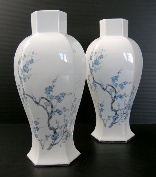 Paire de vases vintage 1960 porcelaine de Limoges