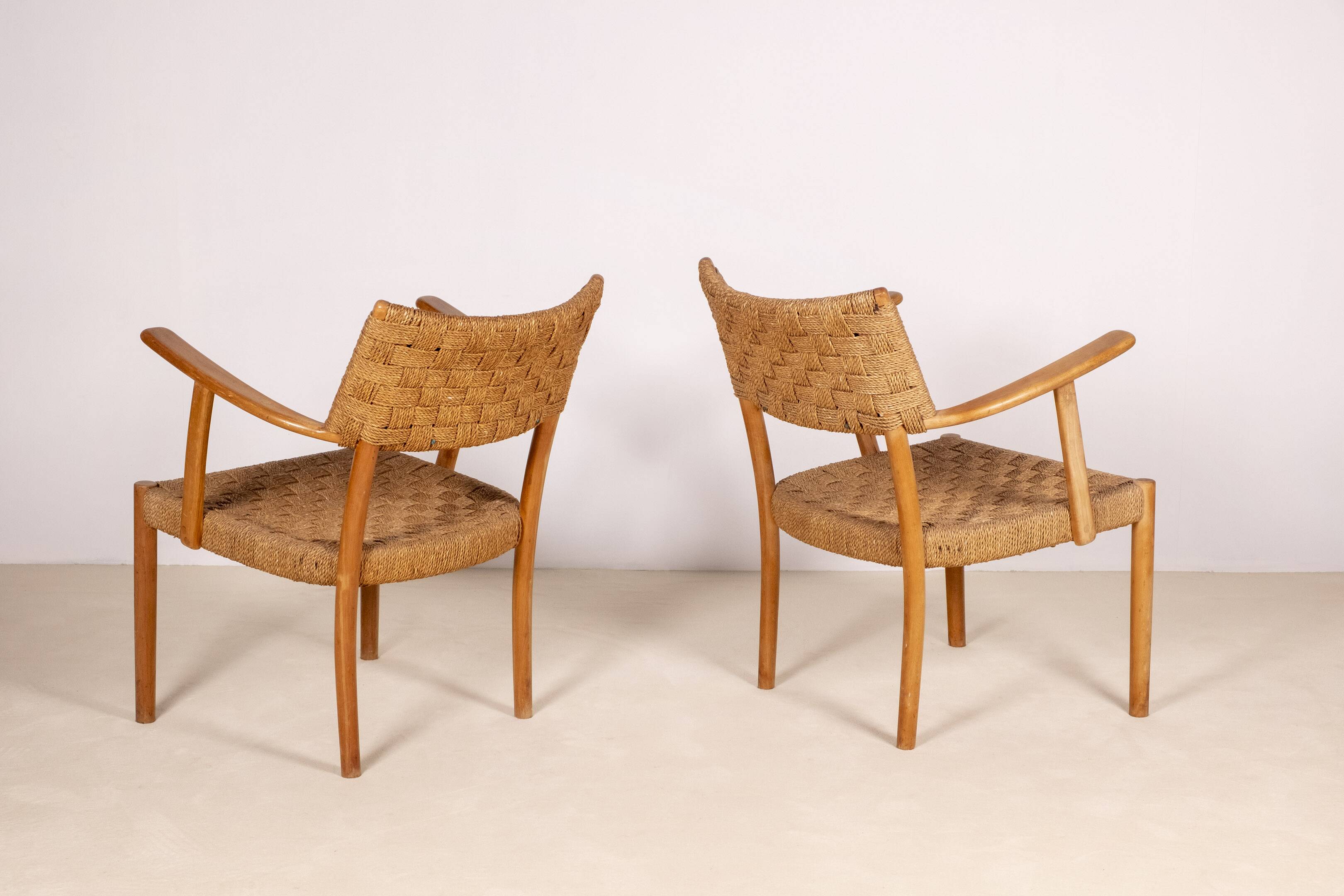 Pair of Karl Schrøder Model 1570 Lounge Chairs, Fritz Hansen, 1930s