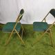 Lot of 4 folding chairs striped fabrics and green metal year 60