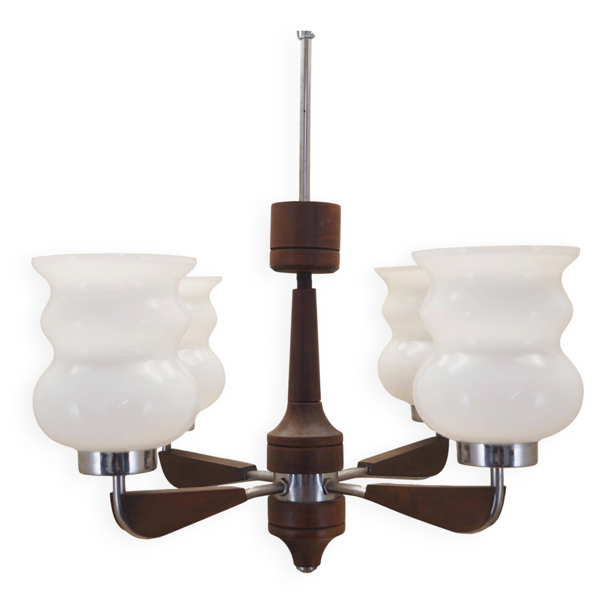 Chandelier en bois, design danois, années 1970, production : Danemark