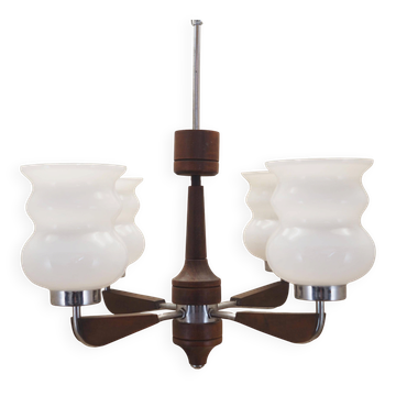 Chandelier en bois, design danois, années 1970, production : Danemark