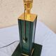 1940 Lamp Leather & Golden Brass Maison Chalmette in Paris Ht 55 cm
