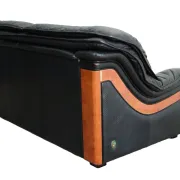 Paolo Gucci for Formitalia – two-seater sofa in black leather and burl wood