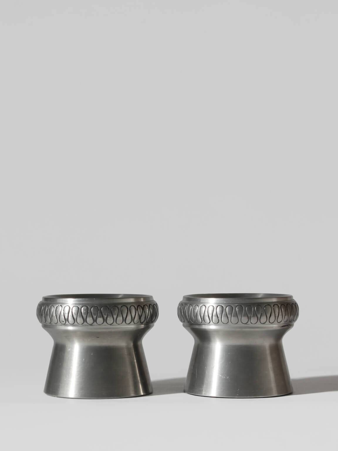 Pewter Candle Holders Set From Haugrud Norway, 1950s