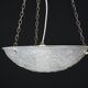 French Art Deco glass bowl pendant chandelier with floral pattern, 1950