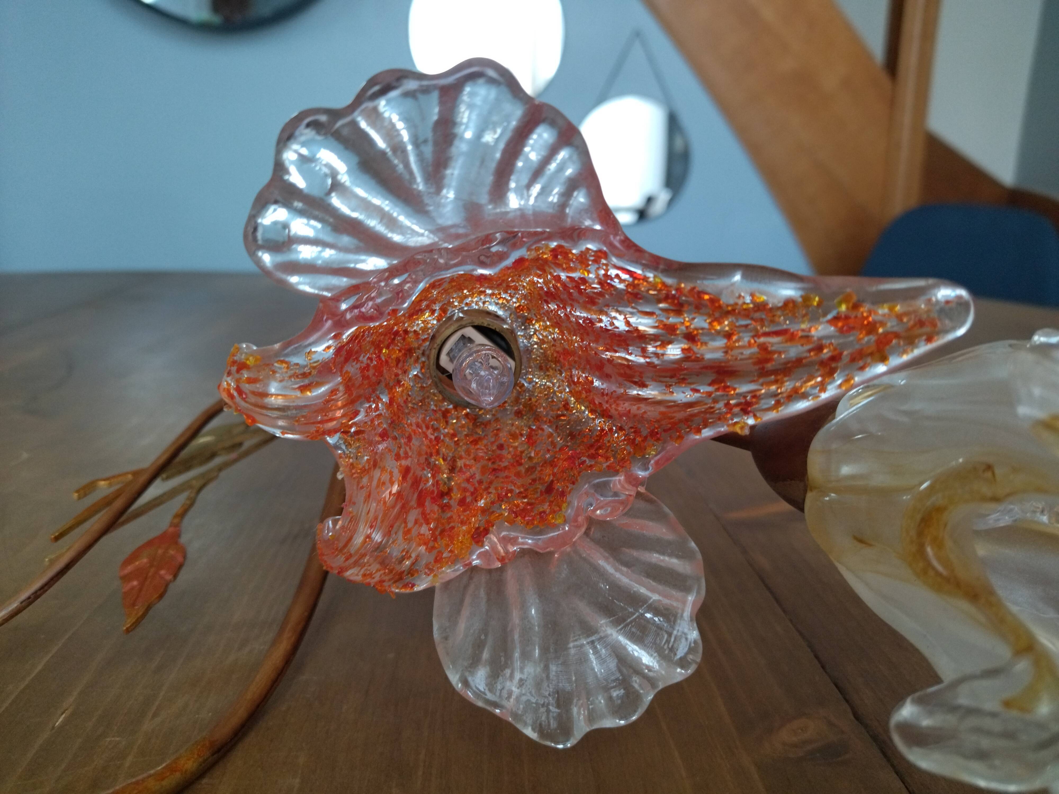 Applique italienne IDL en forme d'Iris en verre soufflé
