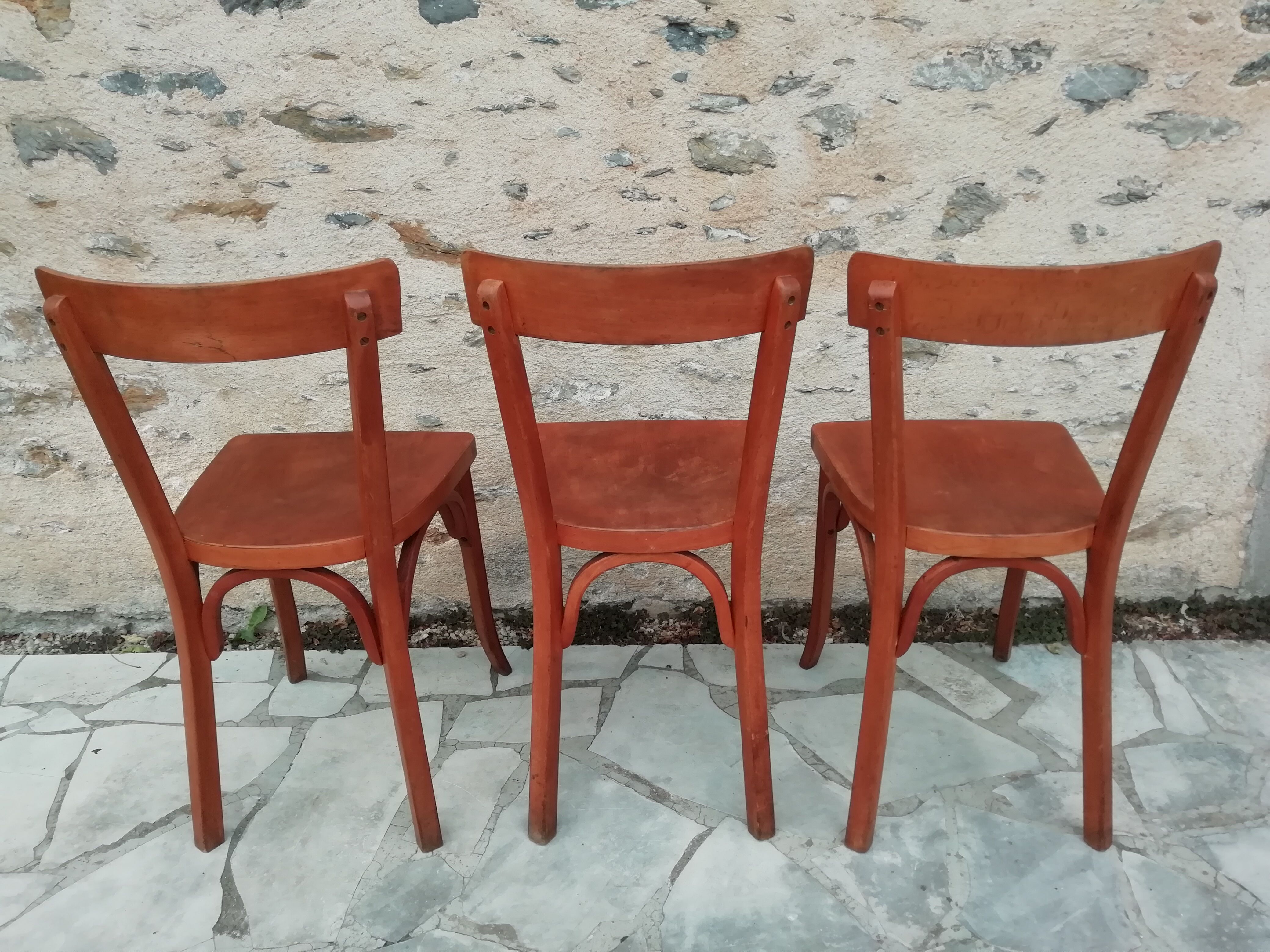 Bistro table and 3 Baumann chairs
