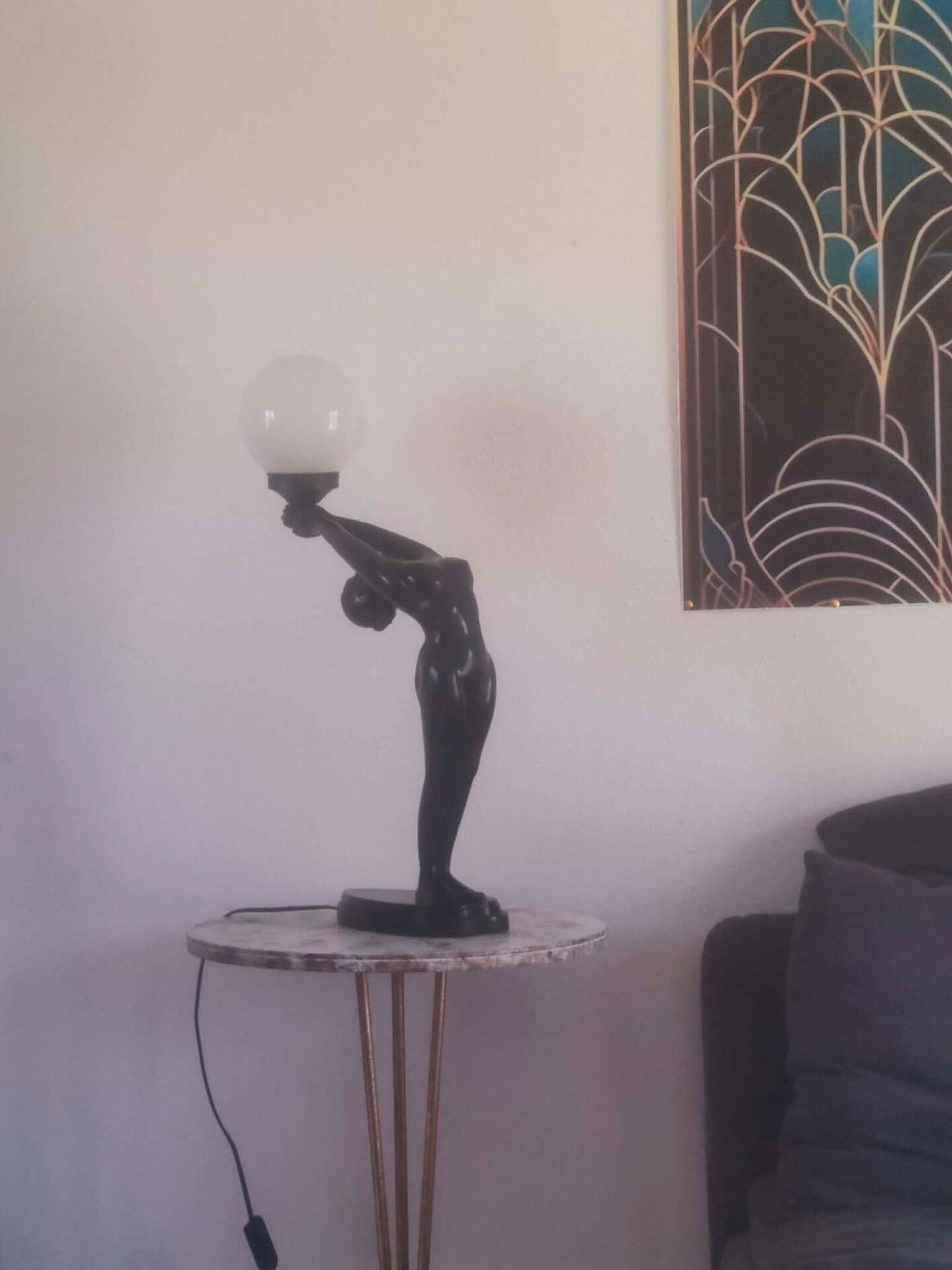 Art Deco woman lamp 72 cm in height