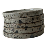 Set of 5 dessert plates in ceramic (workshop pyritic stoneware) circa 1970.