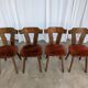 Vintage Tyrolean Dining Chairs: Set of 4, Red Fabric Seat, 1970s
