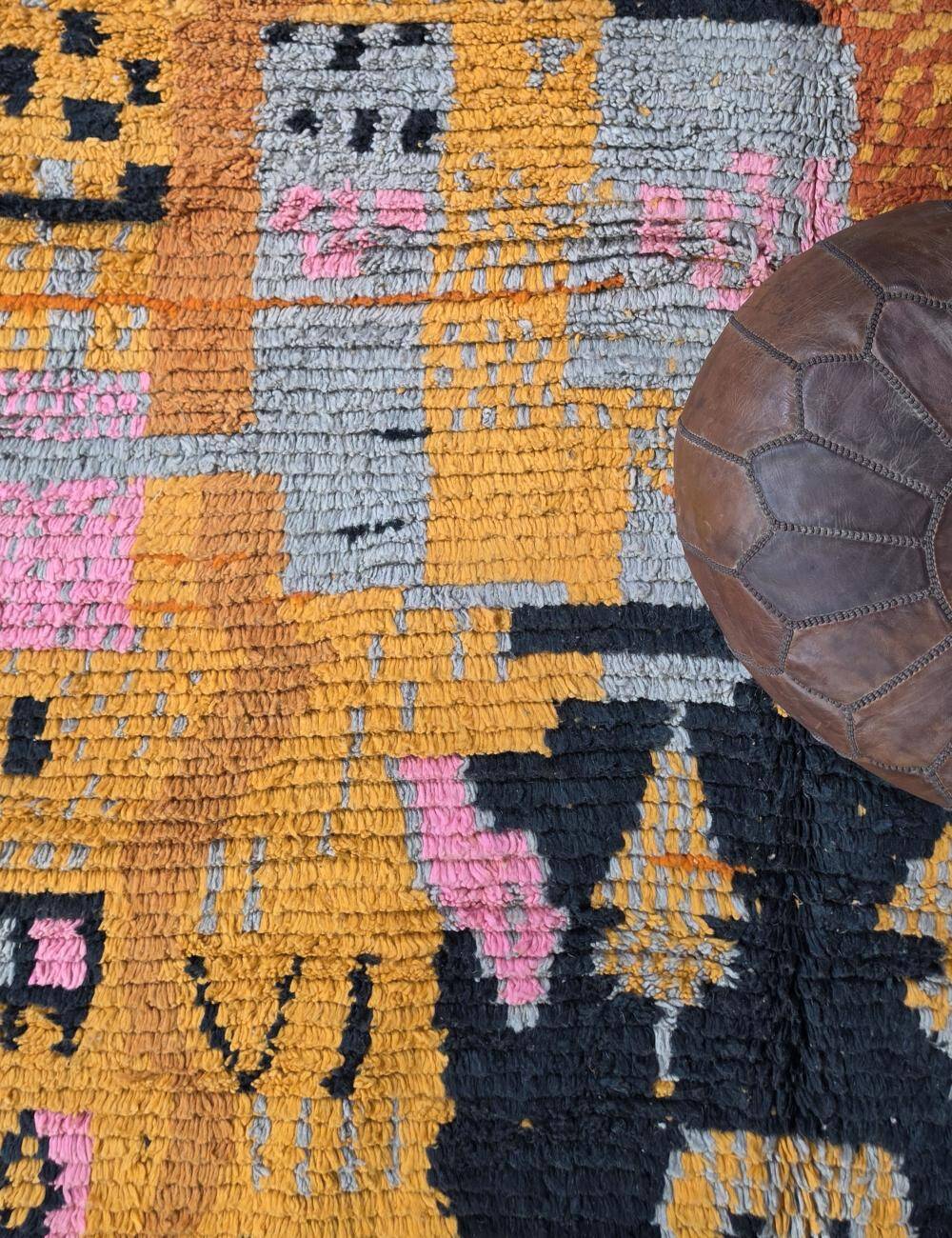 Tapis Berbère Abstrait Jaune - 253 x 200 cm