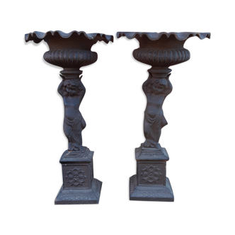 Pair of cast iron planters