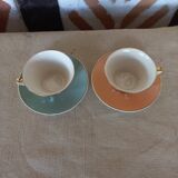 Pair of old Villeroy and Boch cups with saucers