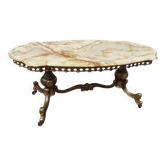 Table basse en laiton bronze et marbre Fratelli Orsenigo