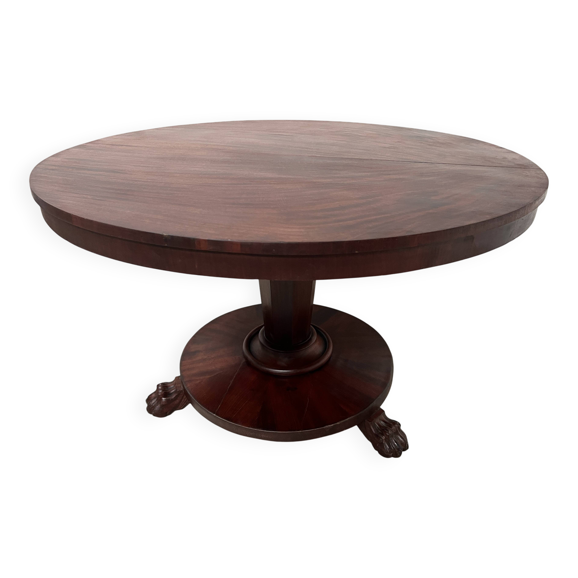Empire style round table with claw feet, 19th century.