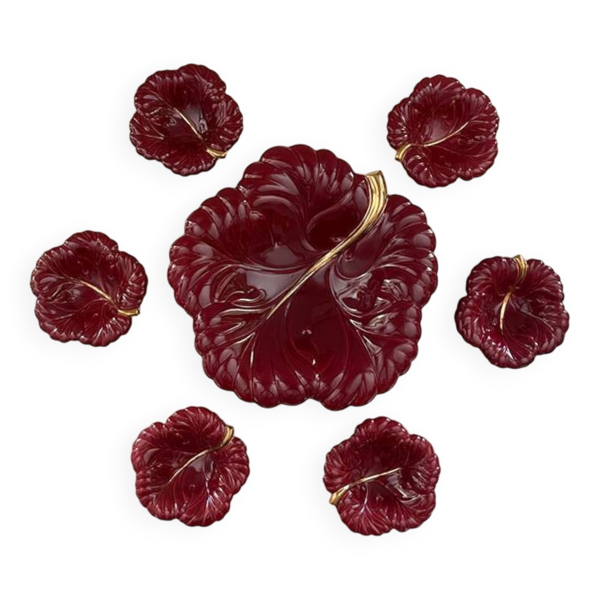 Service barbotine feuilles de chou rouge