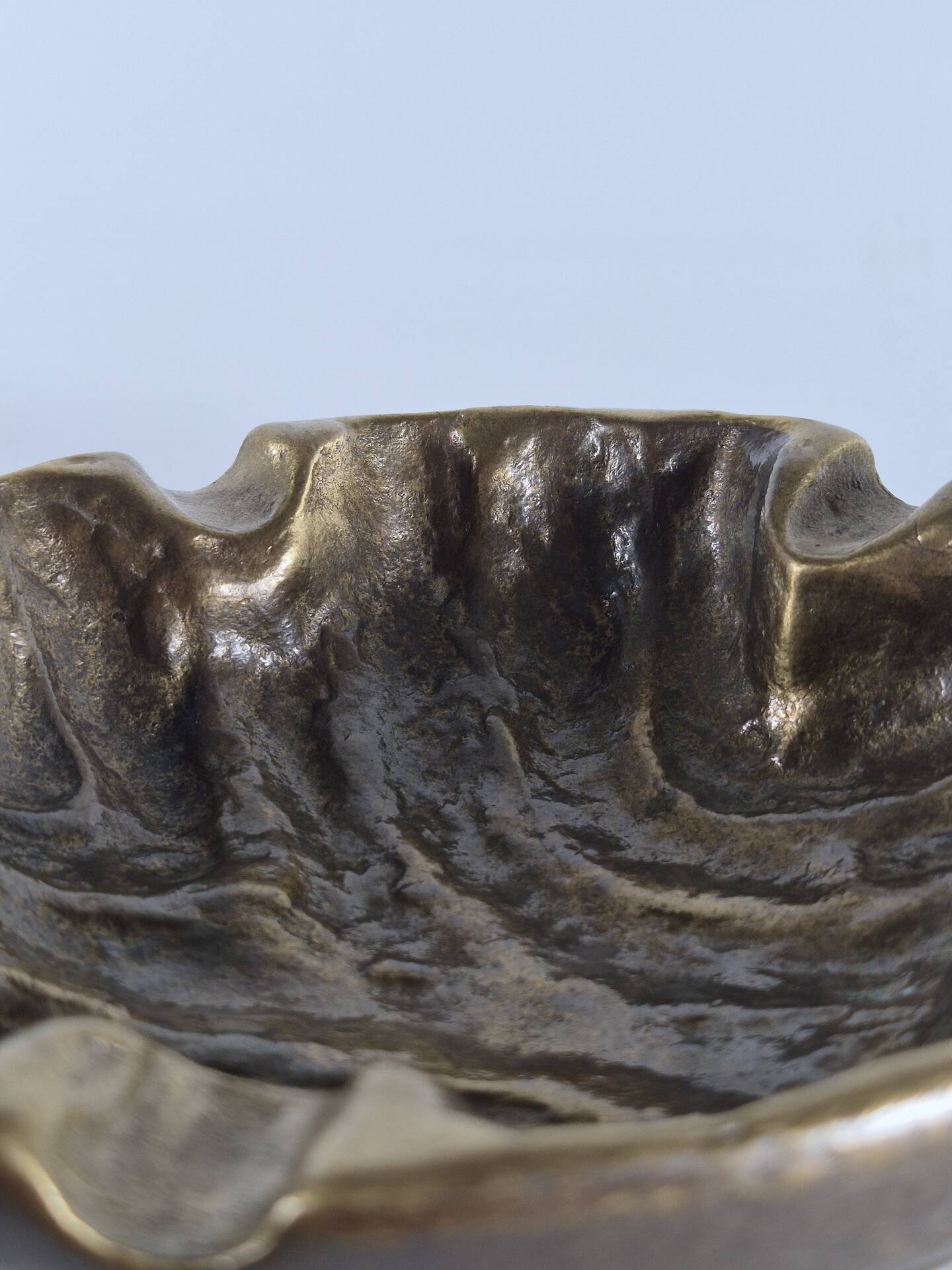 Vintage mid century brutalist brass ashtray