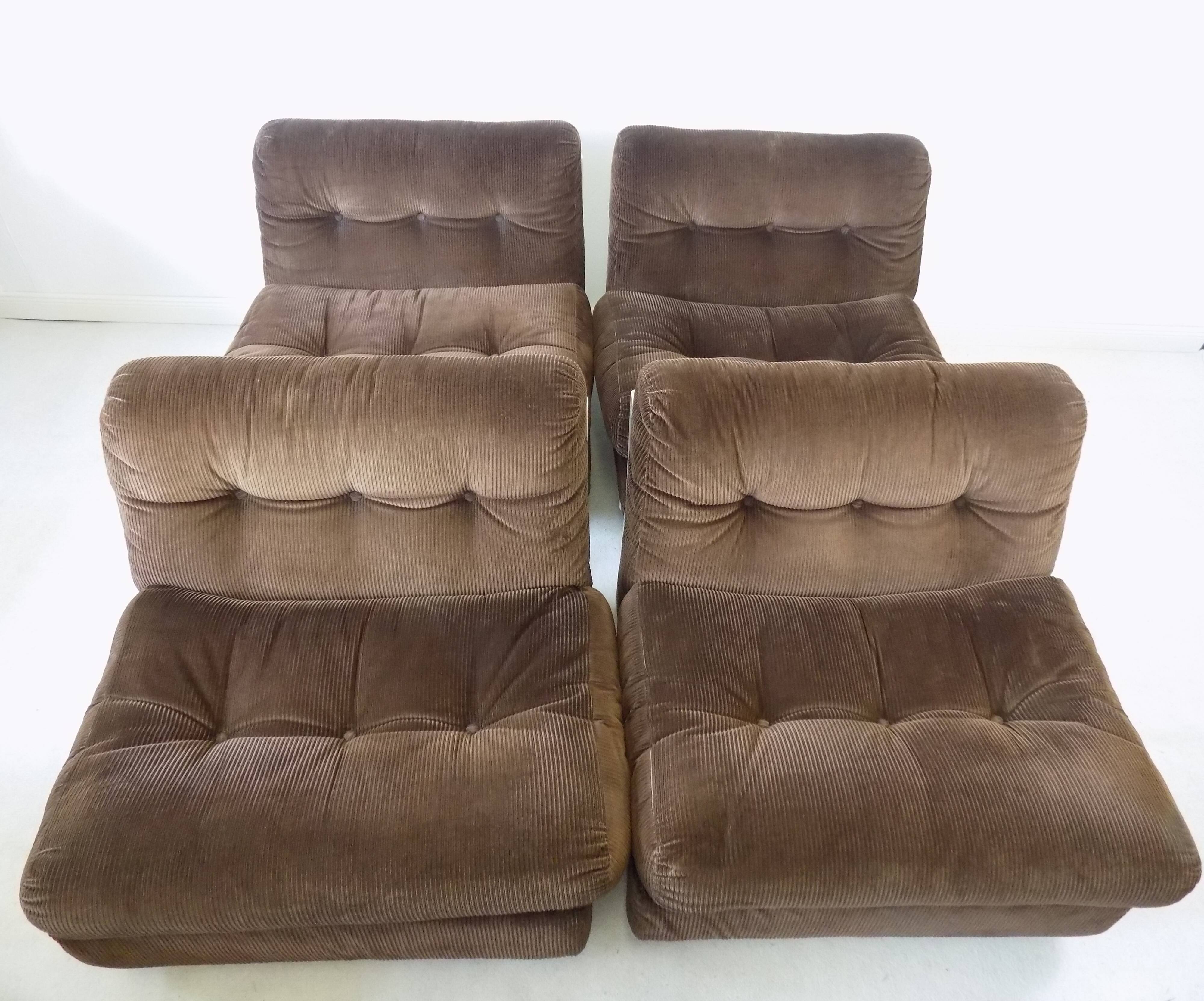 Set of 4 brown Amanta lounge chairs by Mario Bellini for C&B Italia
