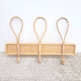 Rattan wall-mounted coat rack