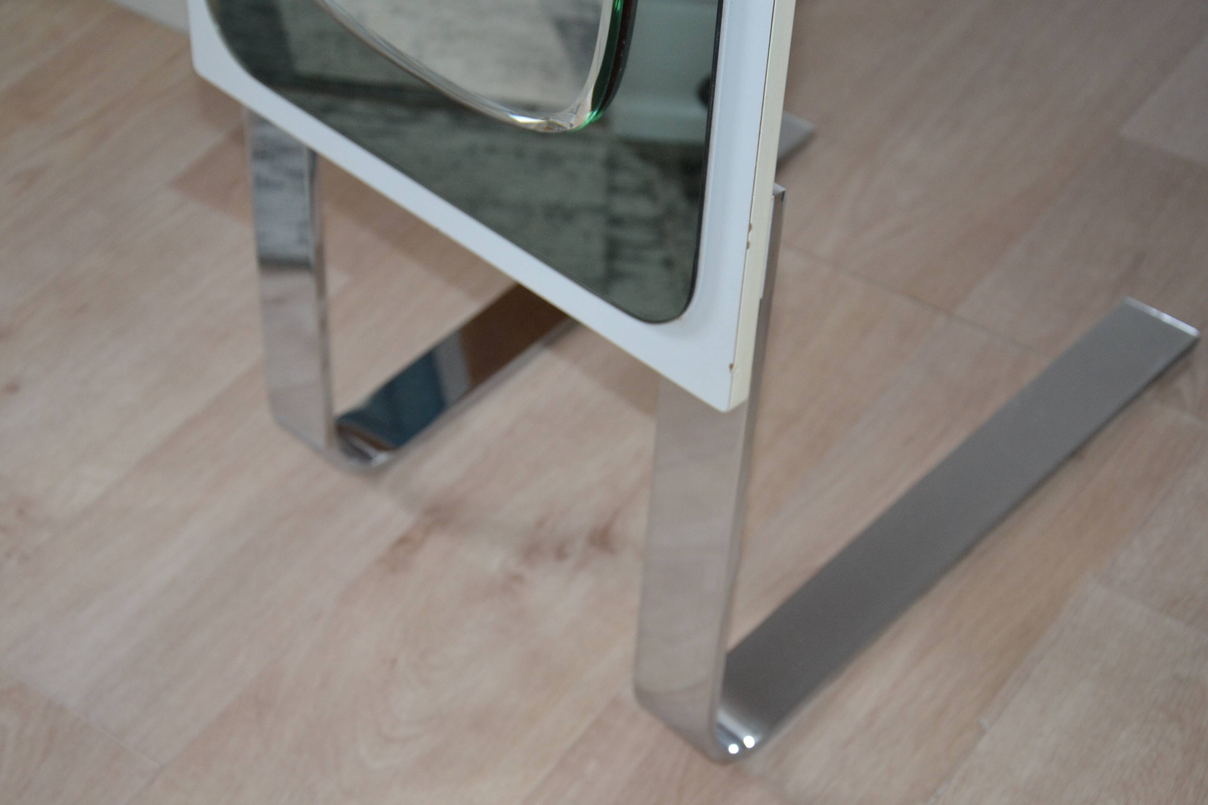Double-sided psyche mirror white/smoked 1970s