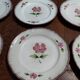 Assiettes plates série de six grès Niderviller décor Cassandre XXème