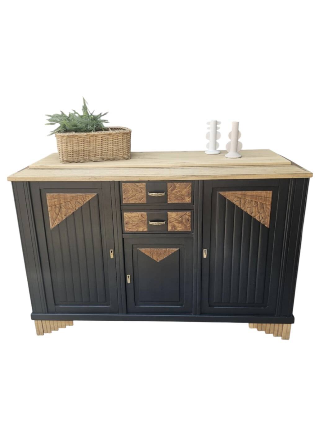 Black and wood art deco sideboard