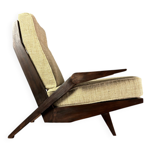 Fauteuil lounge moderniste brésilien du milieu du siècle par Acacia Gil Borsoi, années 1950