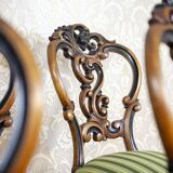 Vintage Walnut Chairs in Light Green, 1890s, Set of 5