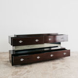 Comò Cassettiera In Ebano Macassar E Specchio Cubic Design Modern 70