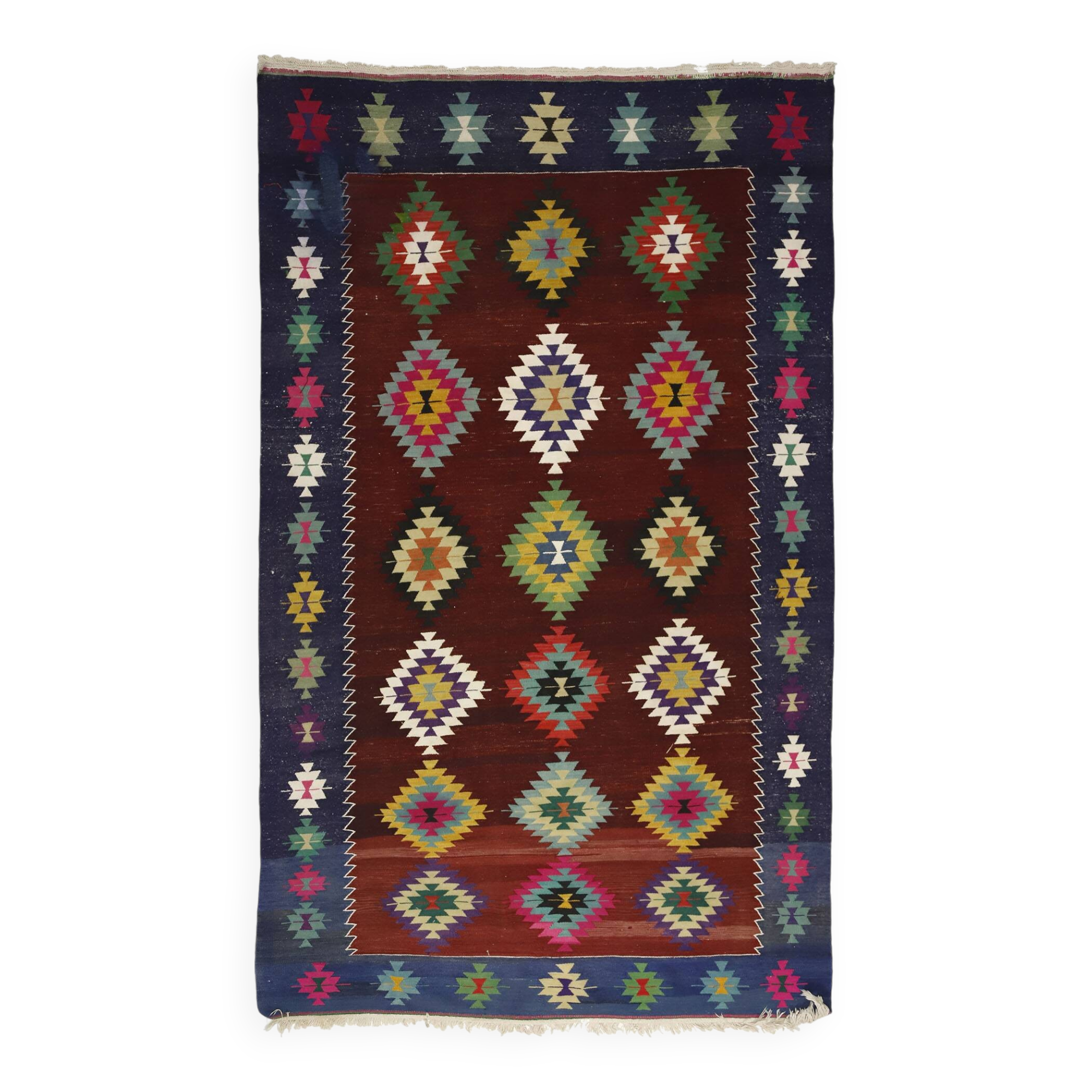 Bohemian style handcrafted vintage rug 185x 290 cm