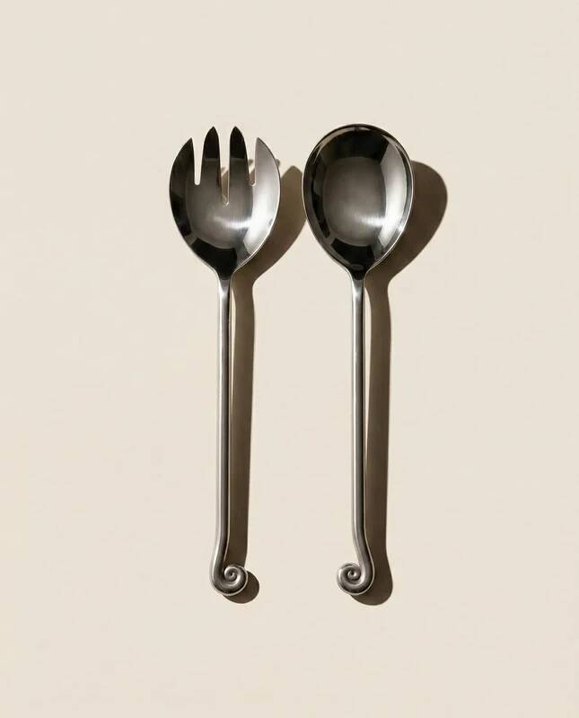 Set of 2 aesthetically designed spiral/twirling salad servers – 18-10 Stainless Steel