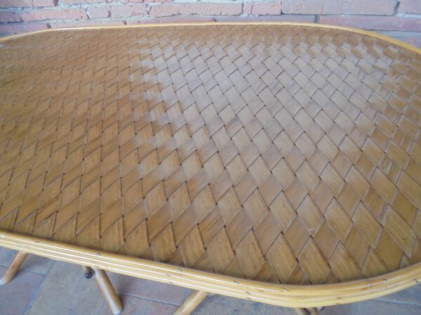 table rotin et chataignier tressé