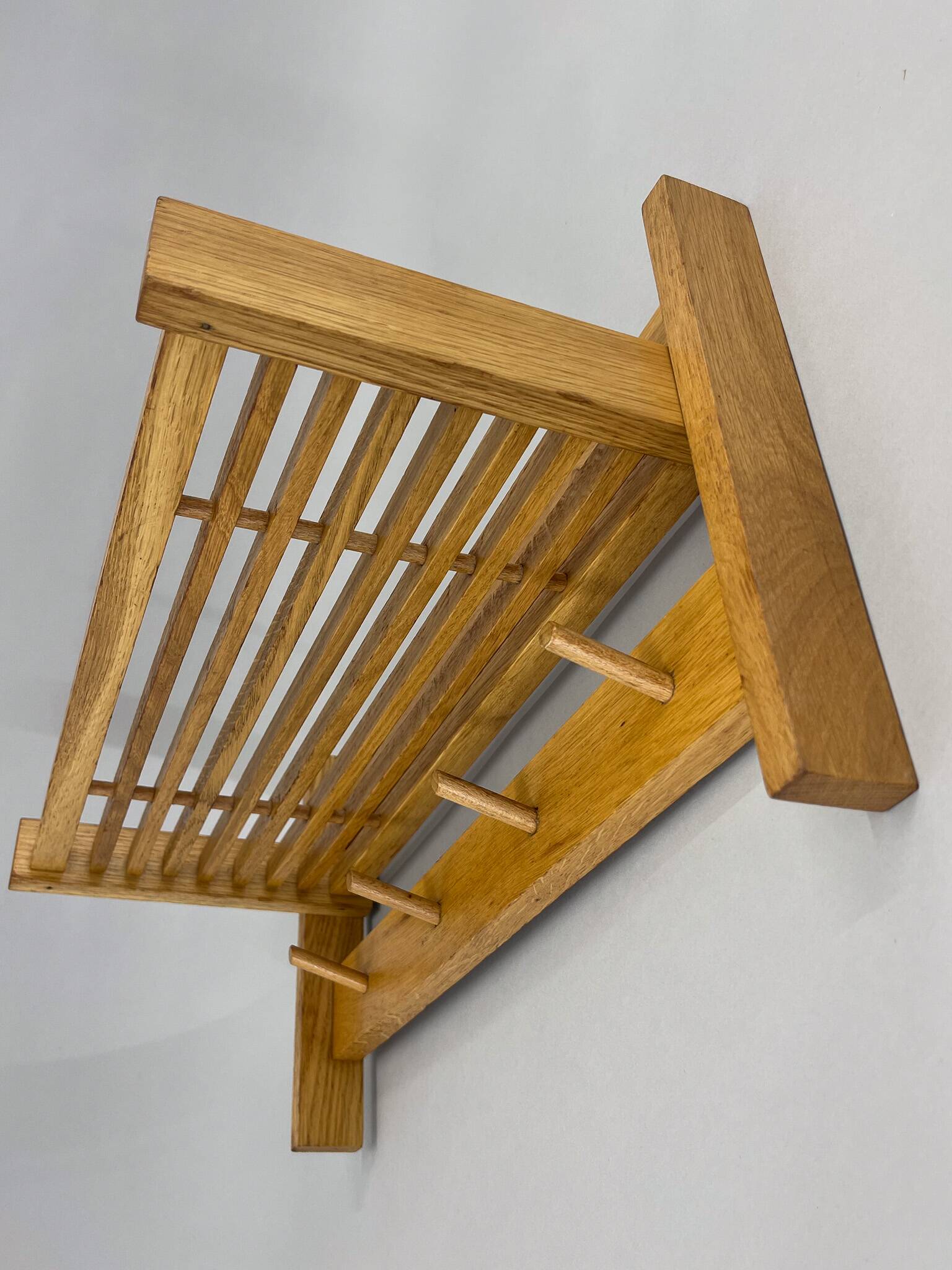 Mid-century Coat Hanger with Folding Shelf, Czechoslovakia