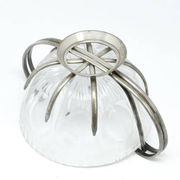 Sugar bowl, new look postmodernism, silver-plated brass and glass, Poland, 1970s