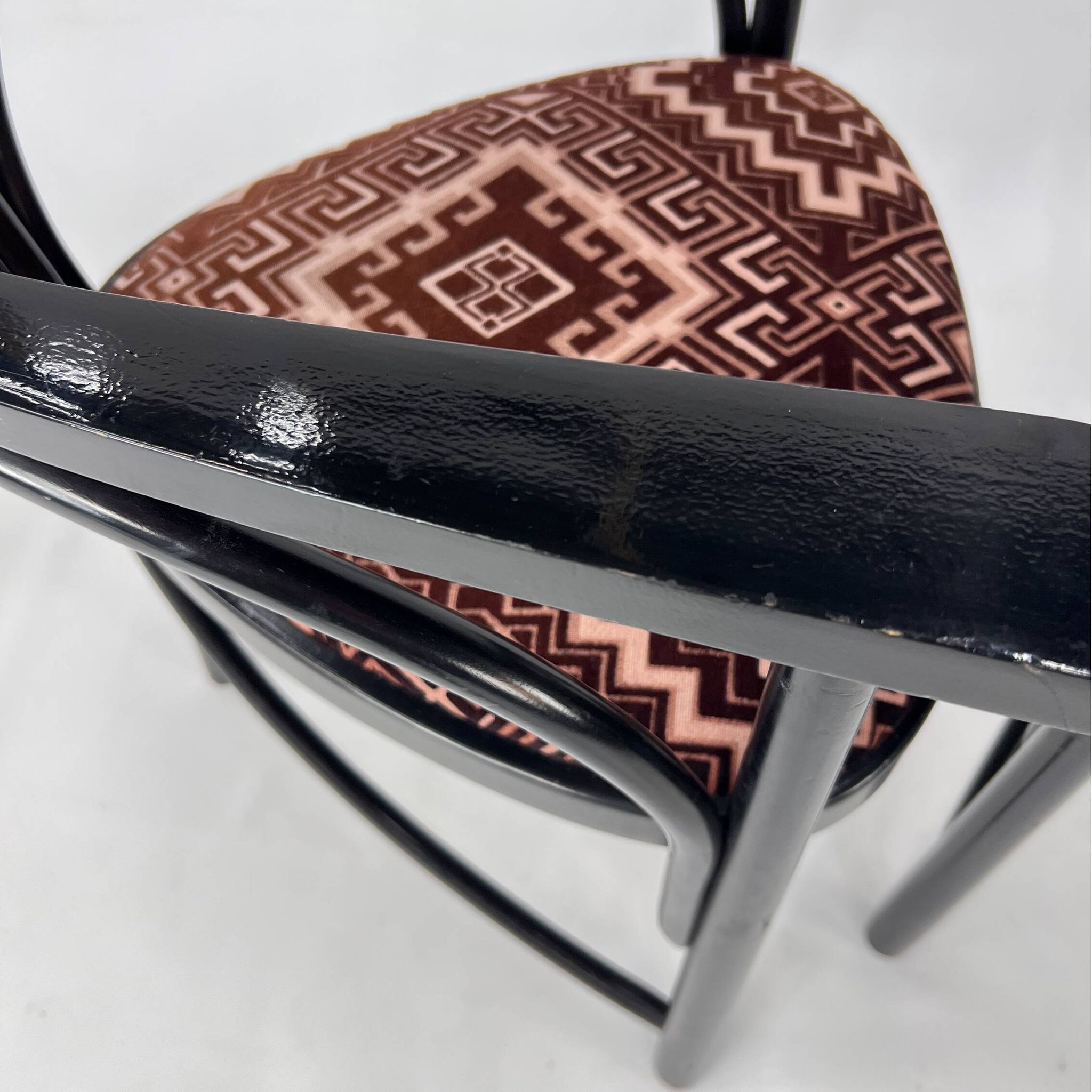 Set of 4 Black Lacquered Model 225 Thonet Armchairs, 1980s