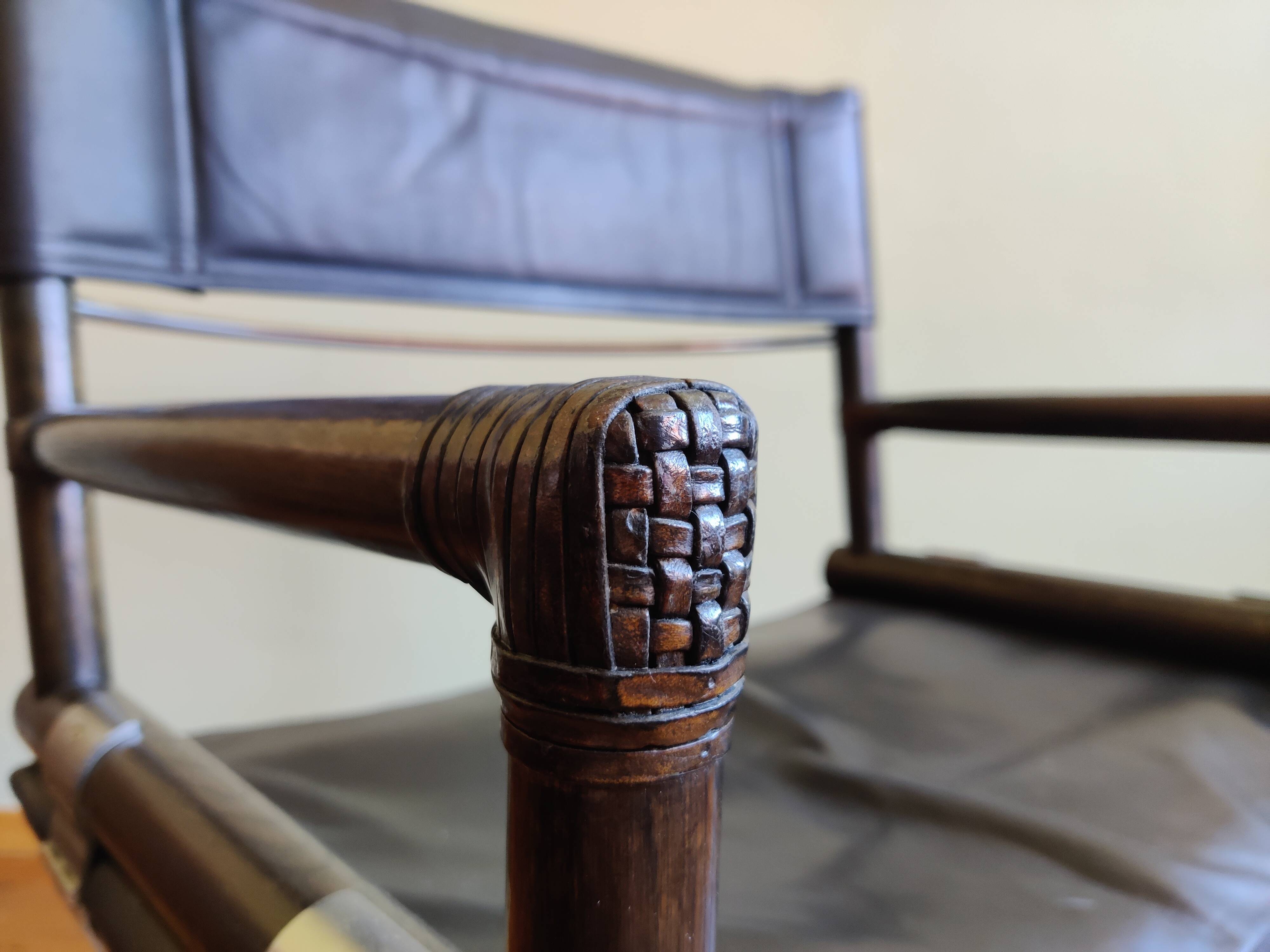 Vintage Safari Regiestühle X-Chair von McGuire, 50er Jahre, 4er Set