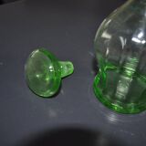 Art Deco Czech liqueur carafe in clear and green glass with a stopper (1930s)