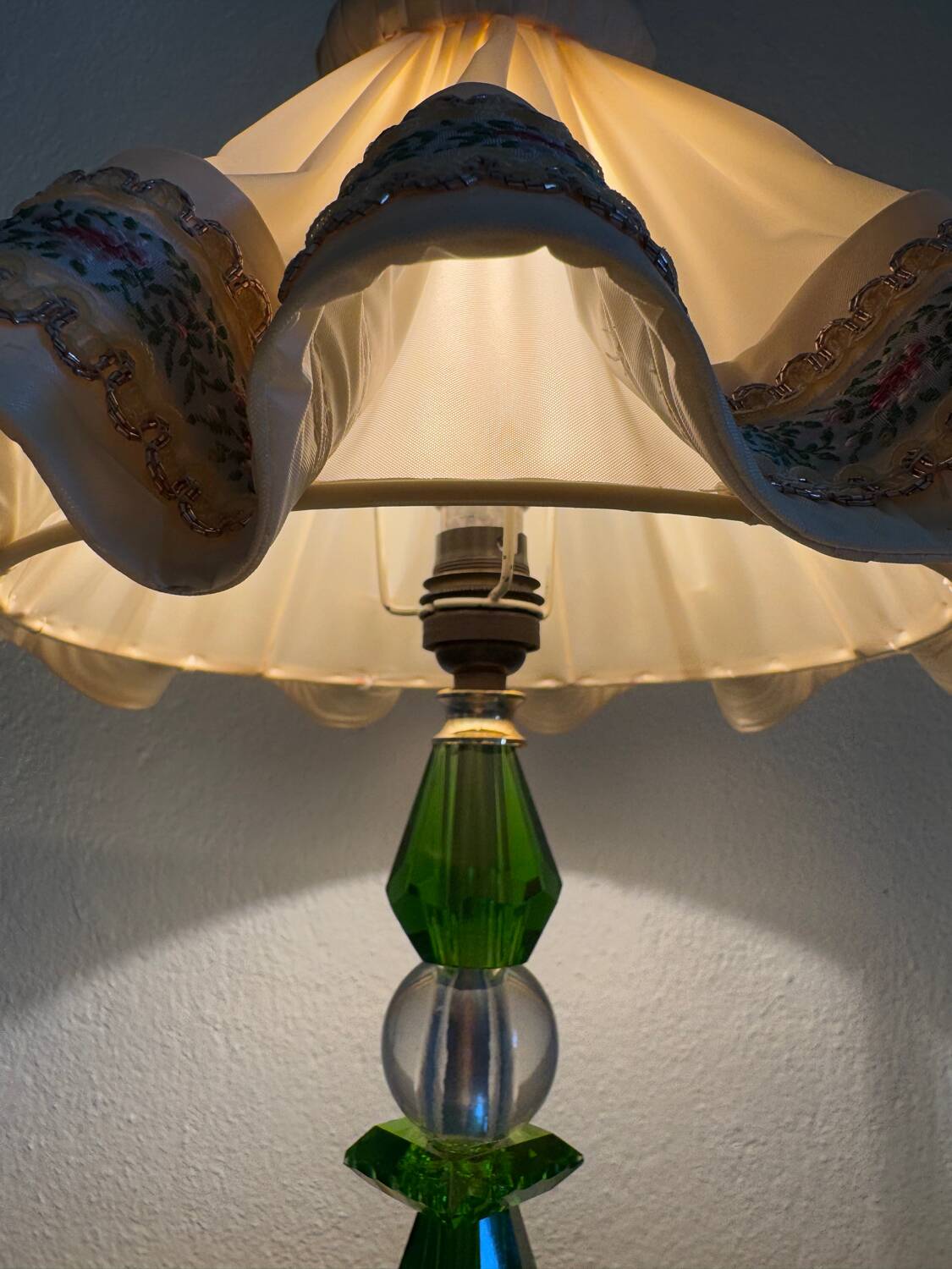 Lampe cristal émeraude Art Déco