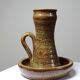 Large hand-held candle holder in handcrafted stoneware in the style of Baudat, La Borne, vintage