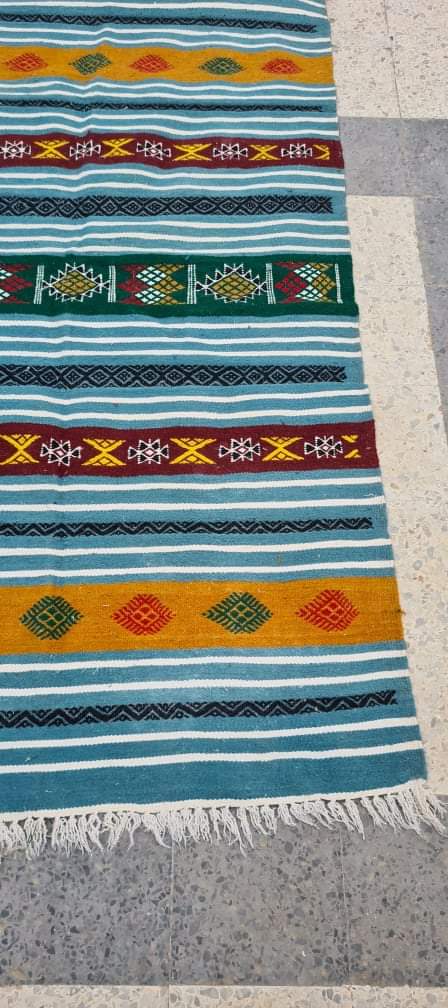 Traditional blue carpet with Berber motifs 200x115cm