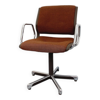 Vintage Steelcase Strafor office chair in chrome and fabric from the 70s