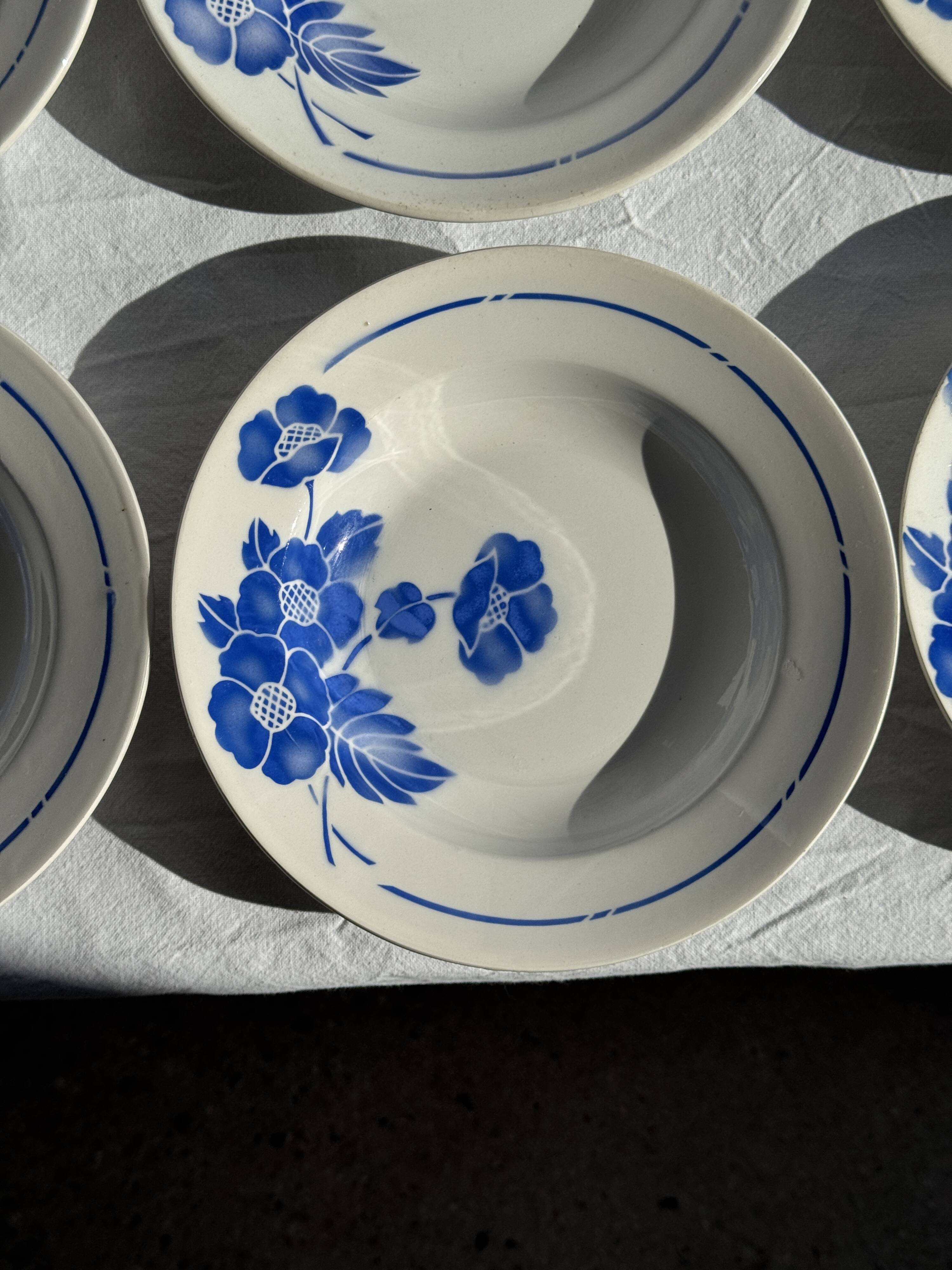 Set of 14 antique deep plates Moulin des Loups Hamage Model Edmond
