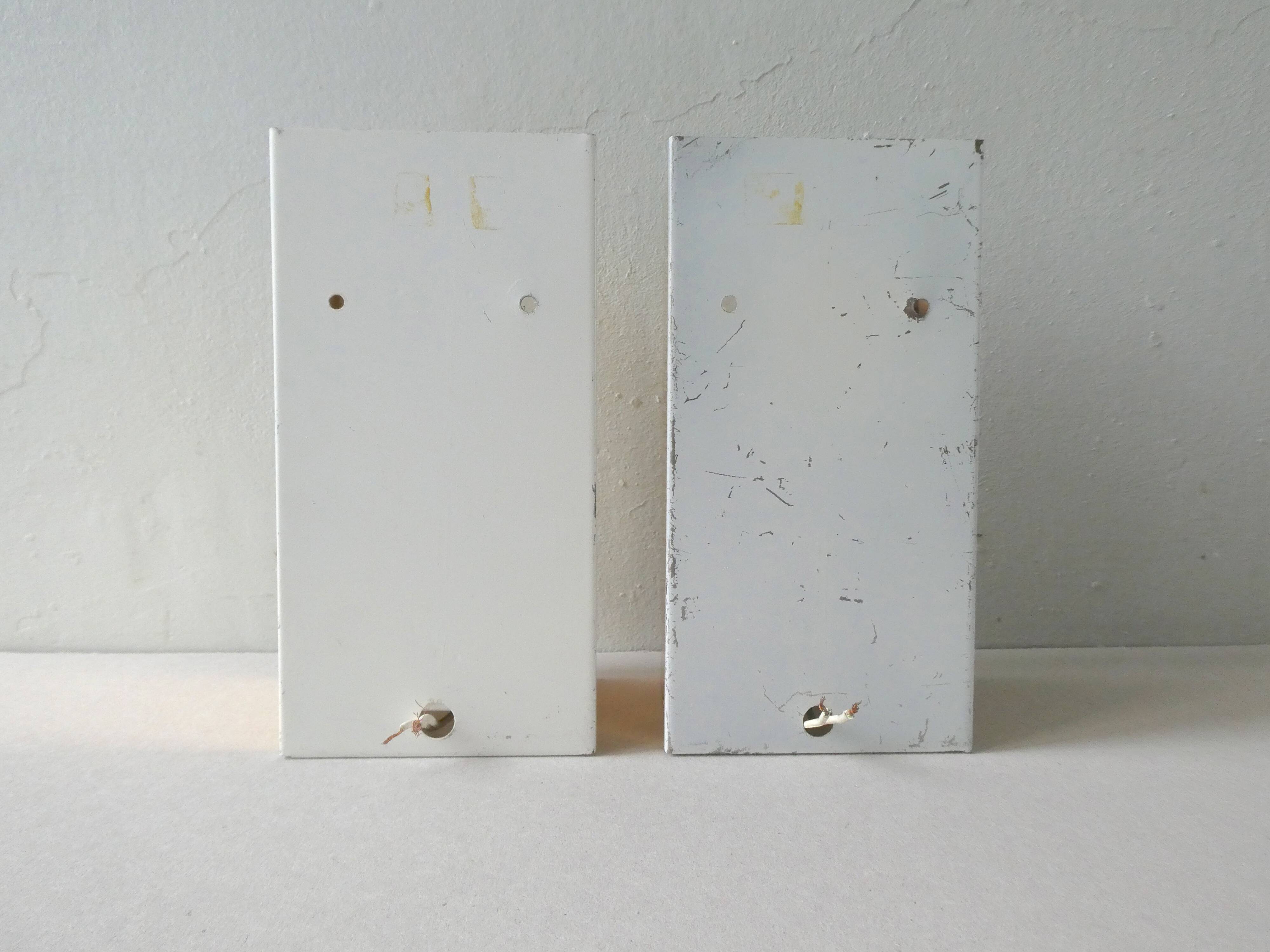 Pair of gold metal and frosted glass sconces